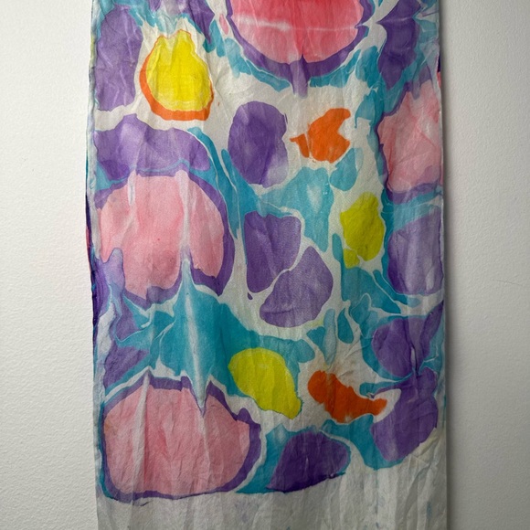 Vibrant Multi-Color Silk Scarf - Women's Lightweight Wrap - Picture 7 of 8